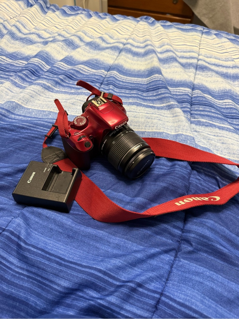Canon Red DSLR with Kit Lens and Matching Red Strap